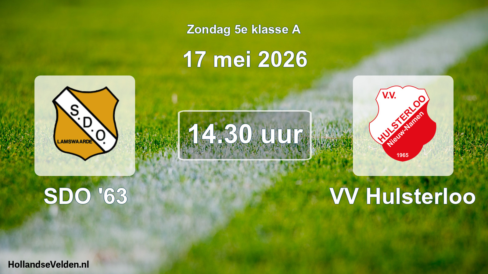 Geplande wedstrijd: SDO '63 - VV Hulsterloo (17 mei 2026)