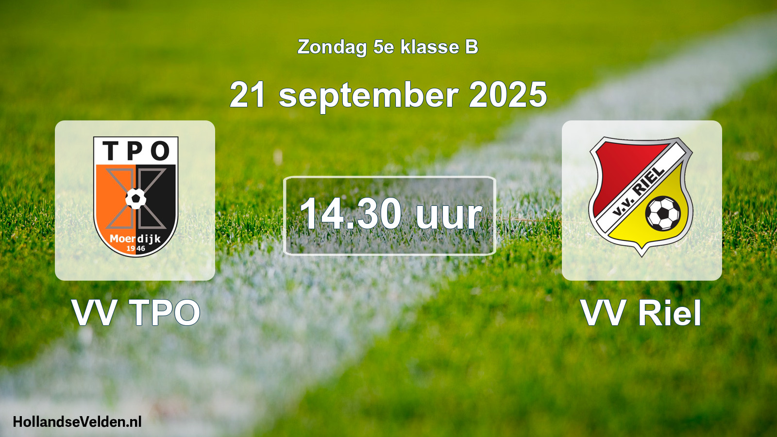 Geplande wedstrijd: VV TPO - VV Riel (21 september 2025)