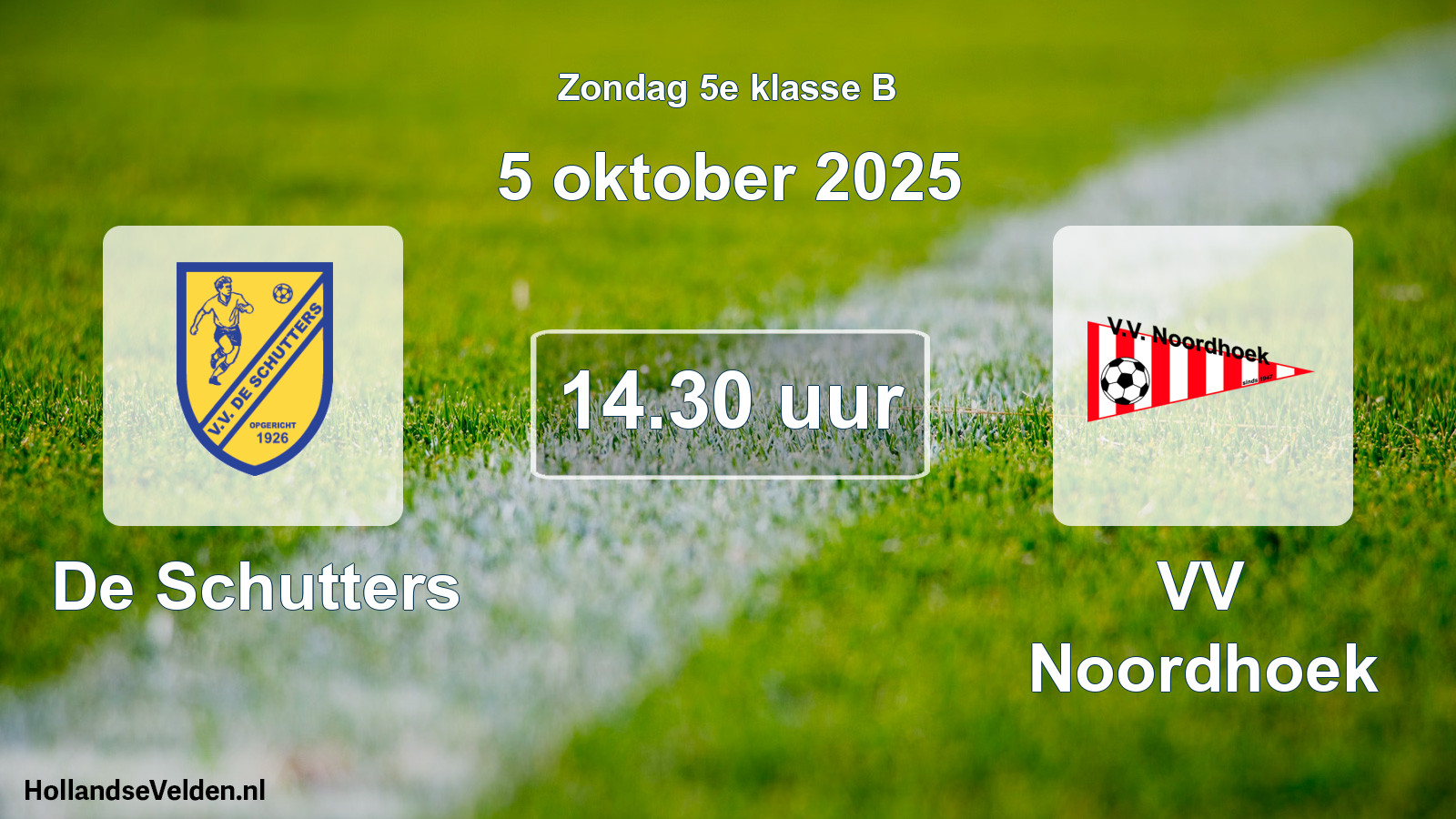 Scheduled Match: De Schutters - VV Noordhoek (5 October 2025)
