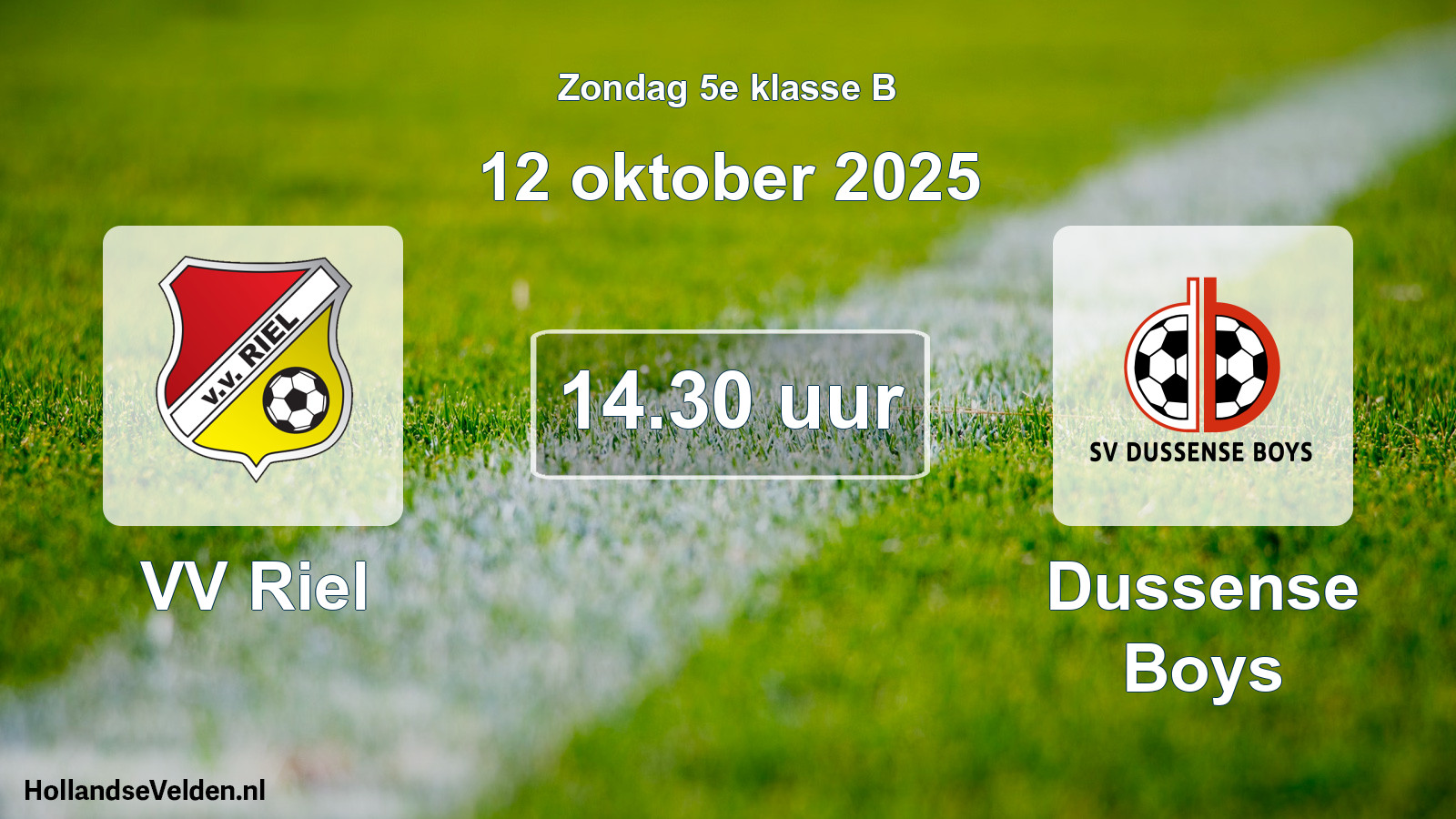 Geplande wedstrijd: VV Riel - Dussense Boys (12 oktober 2025)