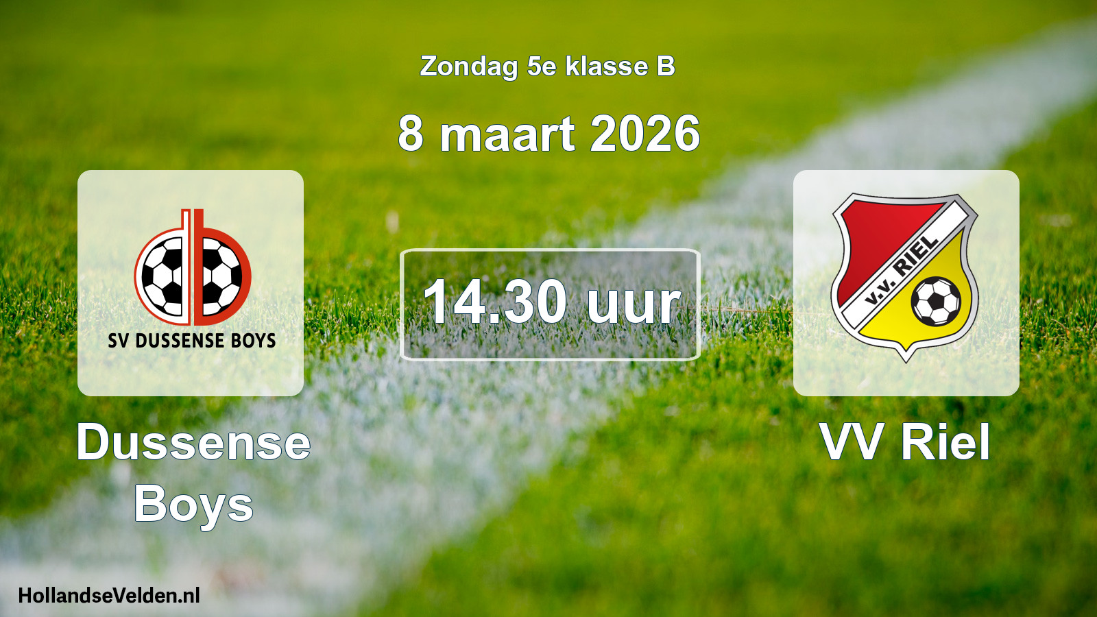 Geplande wedstrijd: Dussense Boys - VV Riel (8 maart 2026)