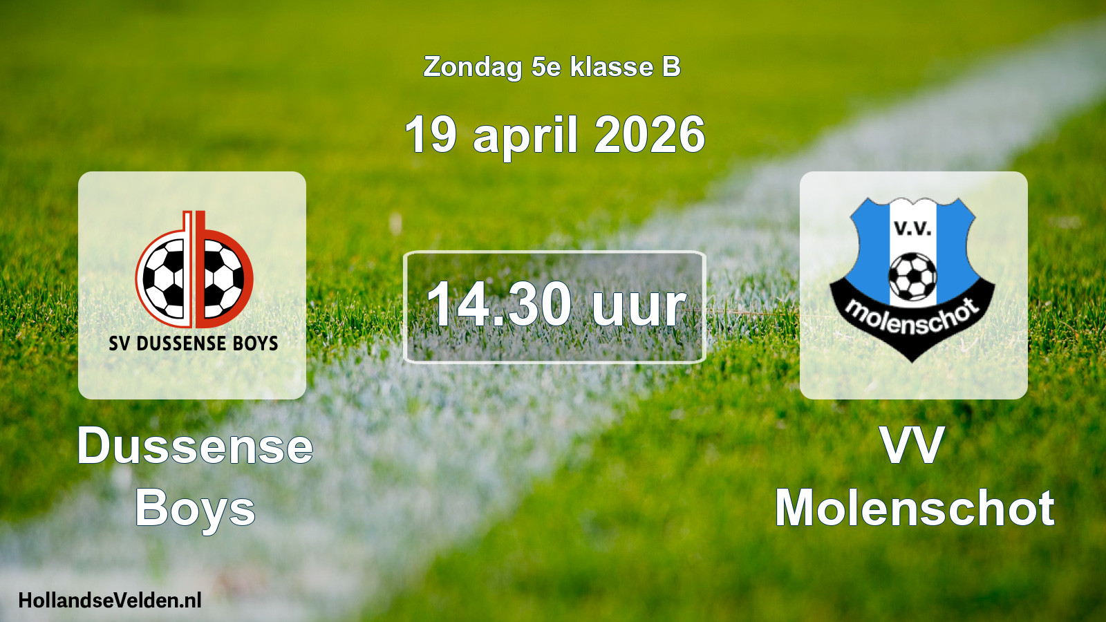 Geplande wedstrijd: Dussense Boys - VV Molenschot (19 april 2026)