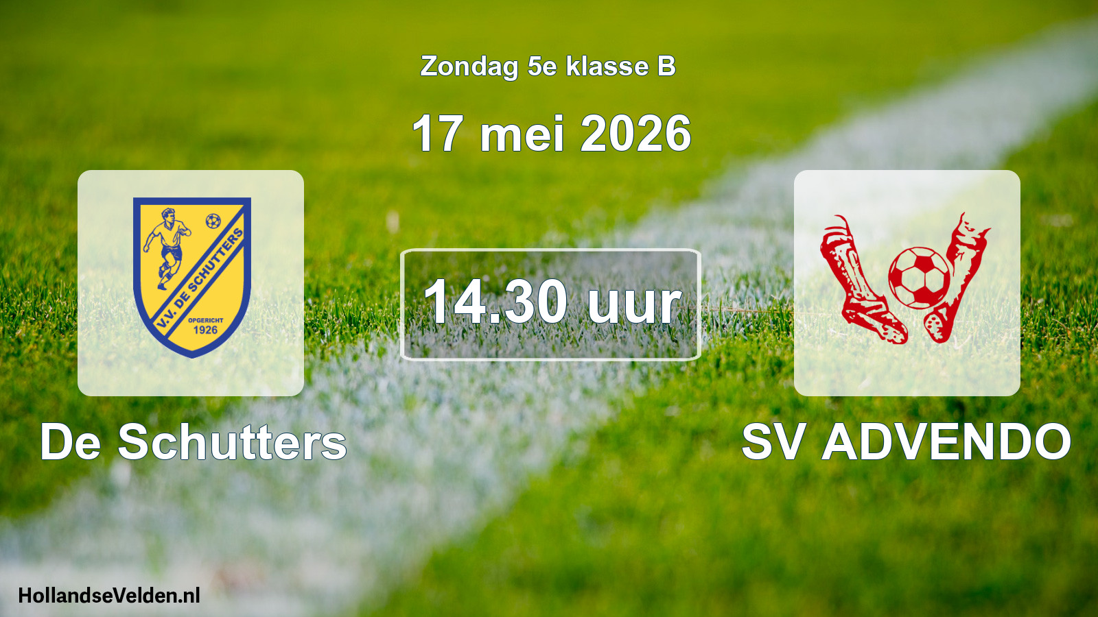 Geplande wedstrijd: De Schutters - SV ADVENDO (17 mei 2026)
