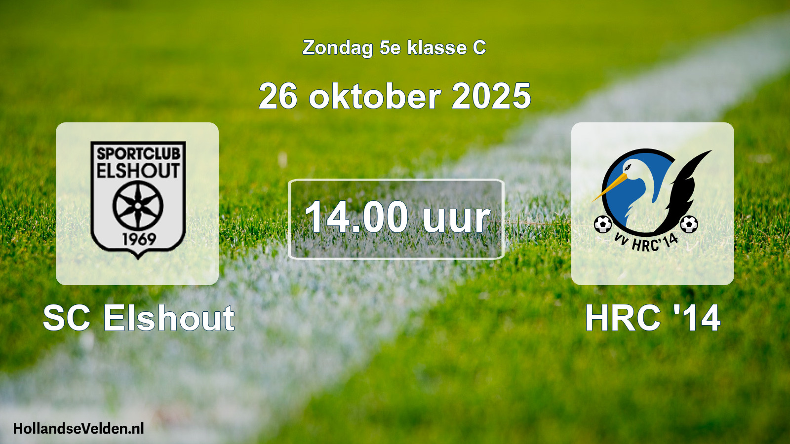 Geplande wedstrijd: SC Elshout - HRC '14 (26 oktober 2025)