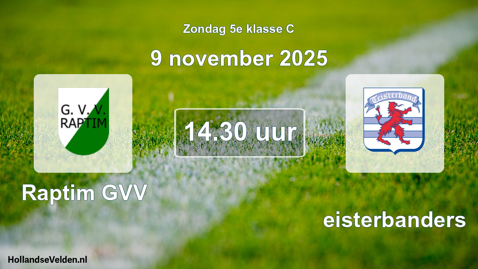 Geplande wedstrijd: Raptim GVV - Teisterbanders (9 november 2025)