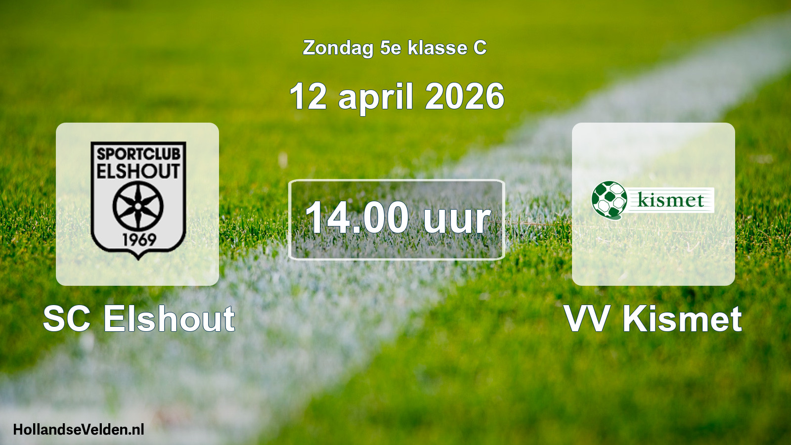 Geplande wedstrijd: SC Elshout - VV Kismet (12 april 2026)