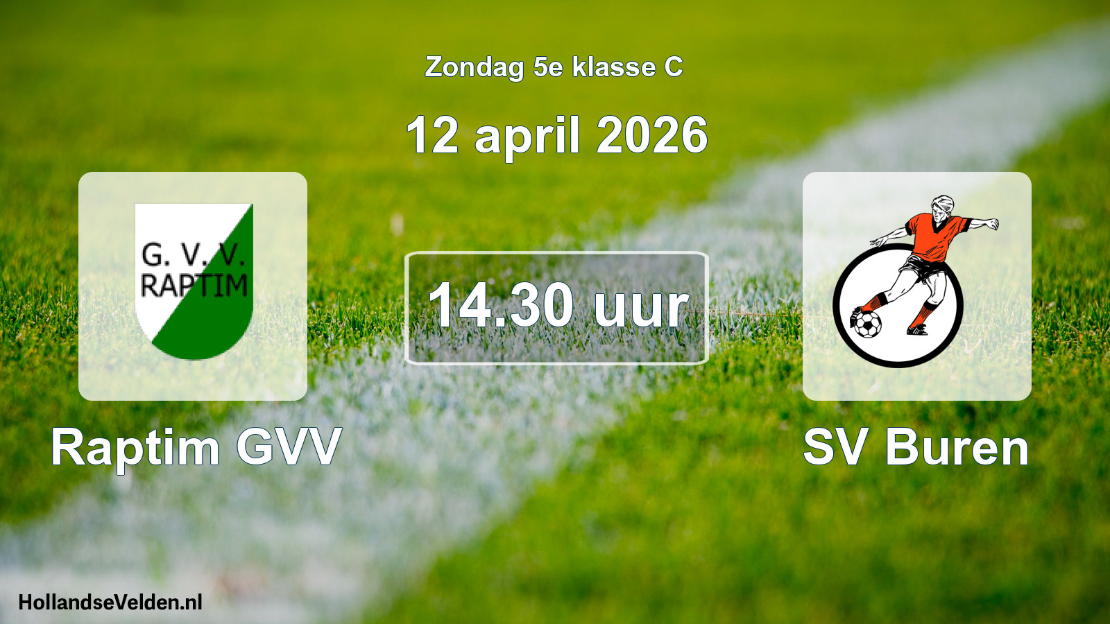 Geplande wedstrijd: Raptim GVV - SV Buren (12 april 2026)
