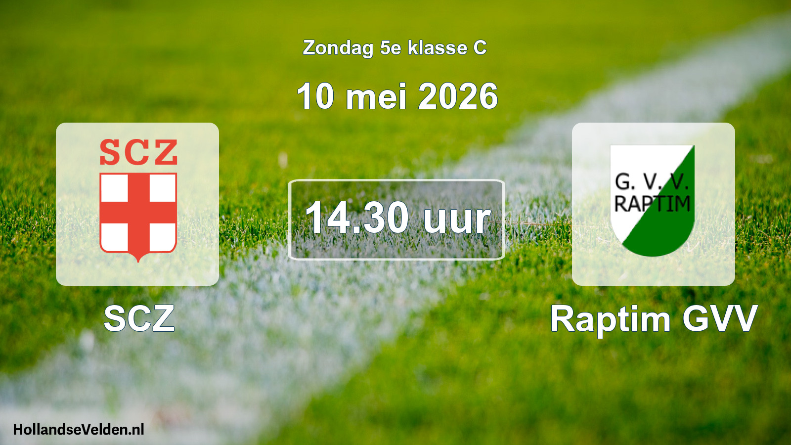 Geplande wedstrijd: SCZ - Raptim GVV (10 mei 2026)