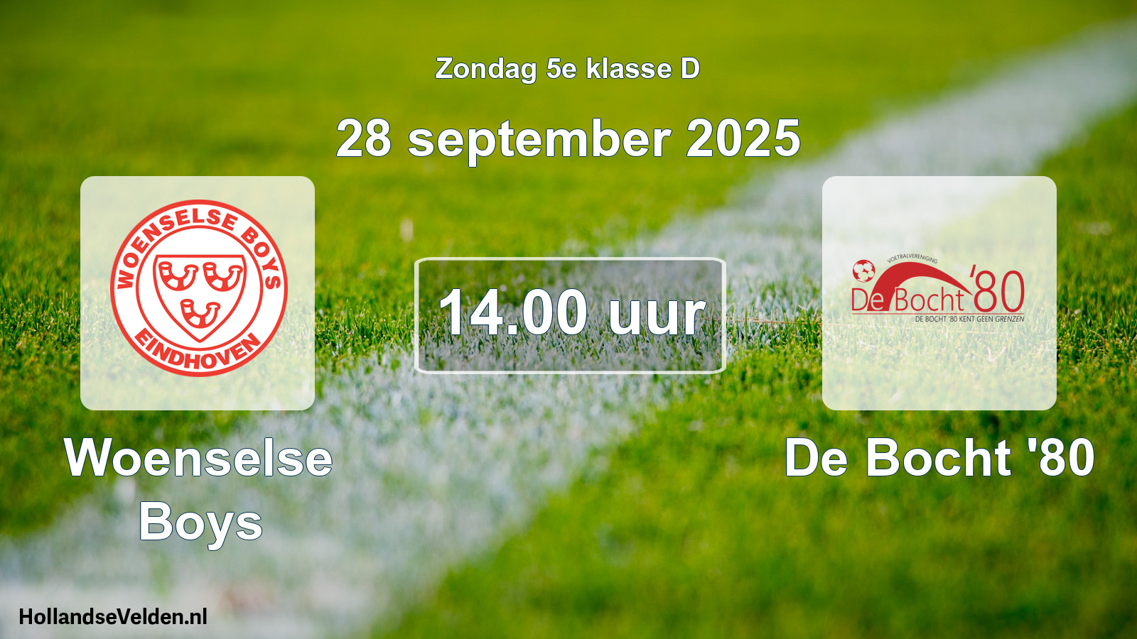 Geplande wedstrijd: Woenselse Boys - De Bocht '80 (28 september 2025)