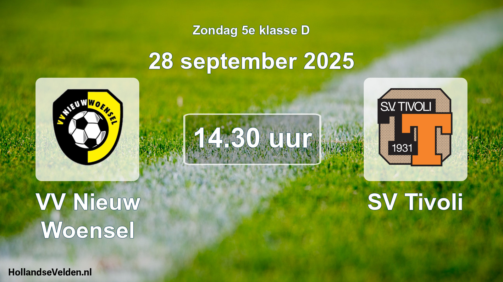 Geplande wedstrijd: VV Nieuw Woensel - SV Tivoli (28 september 2025)