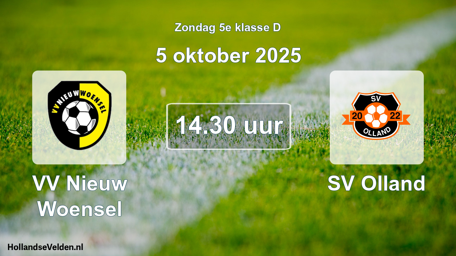 Geplande wedstrijd: VV Nieuw Woensel - SV Olland (5 oktober 2025)