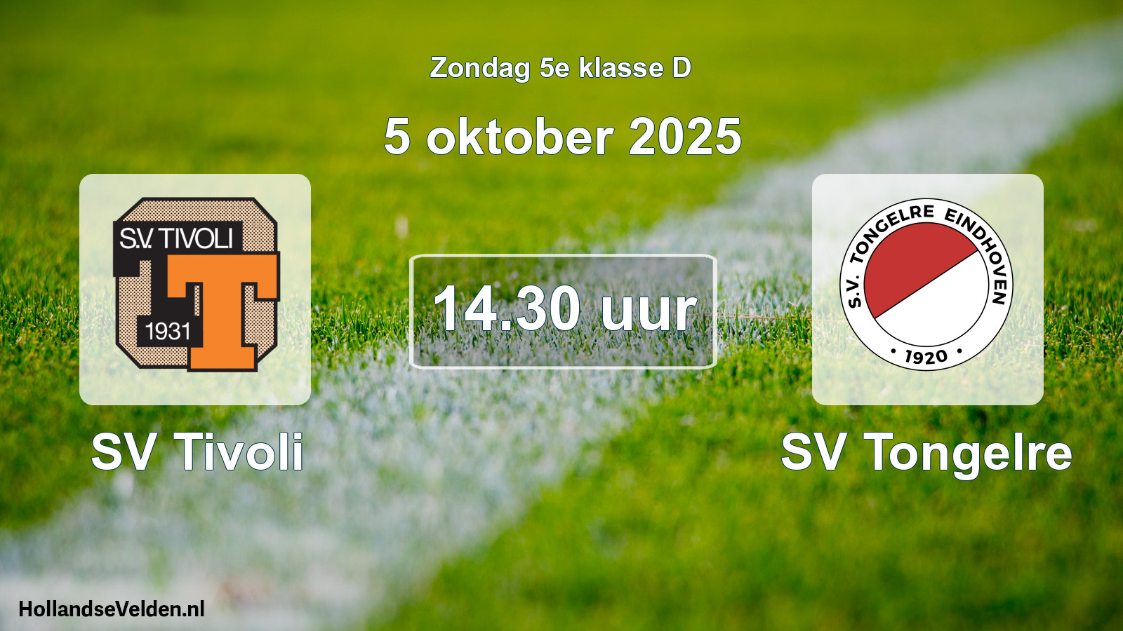 Geplande wedstrijd: SV Tivoli - SV Tongelre (5 oktober 2025)
