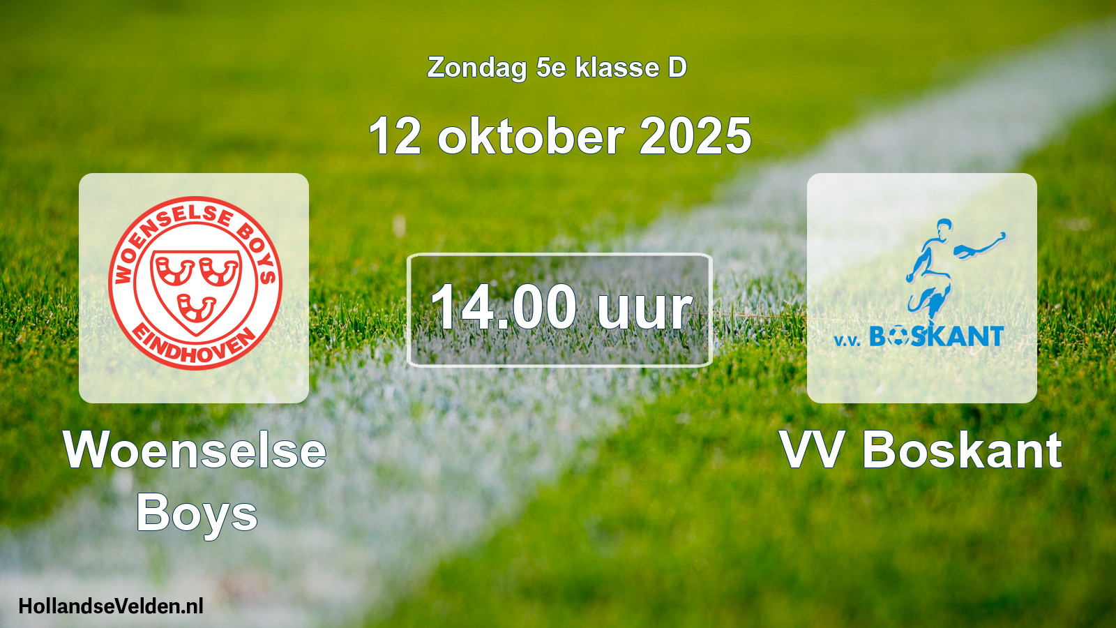 Geplande wedstrijd: Woenselse Boys - VV Boskant (12 oktober 2025)