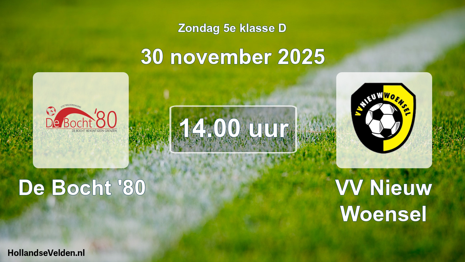 Geplande wedstrijd: De Bocht '80 - VV Nieuw Woensel (30 november 2025)