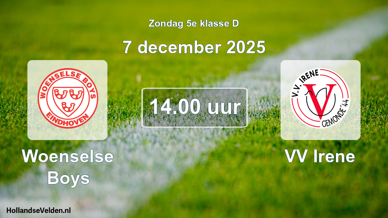 Geplande wedstrijd: Woenselse Boys - VV Irene (7 december 2025)