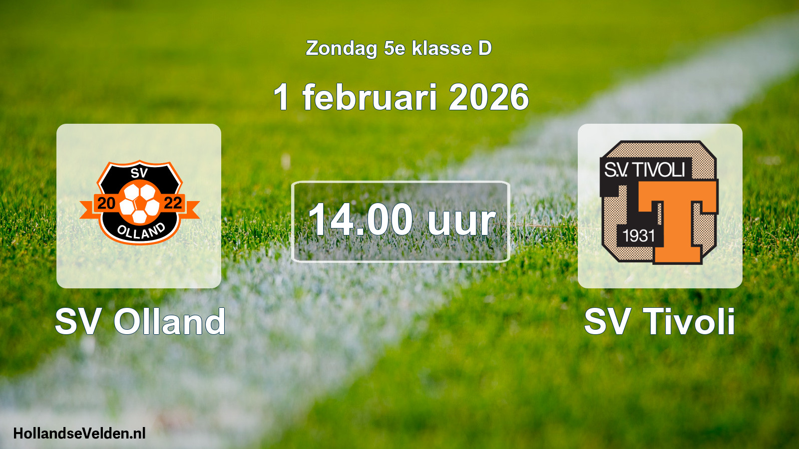 Geplande wedstrijd: SV Olland - SV Tivoli (1 februari 2026)