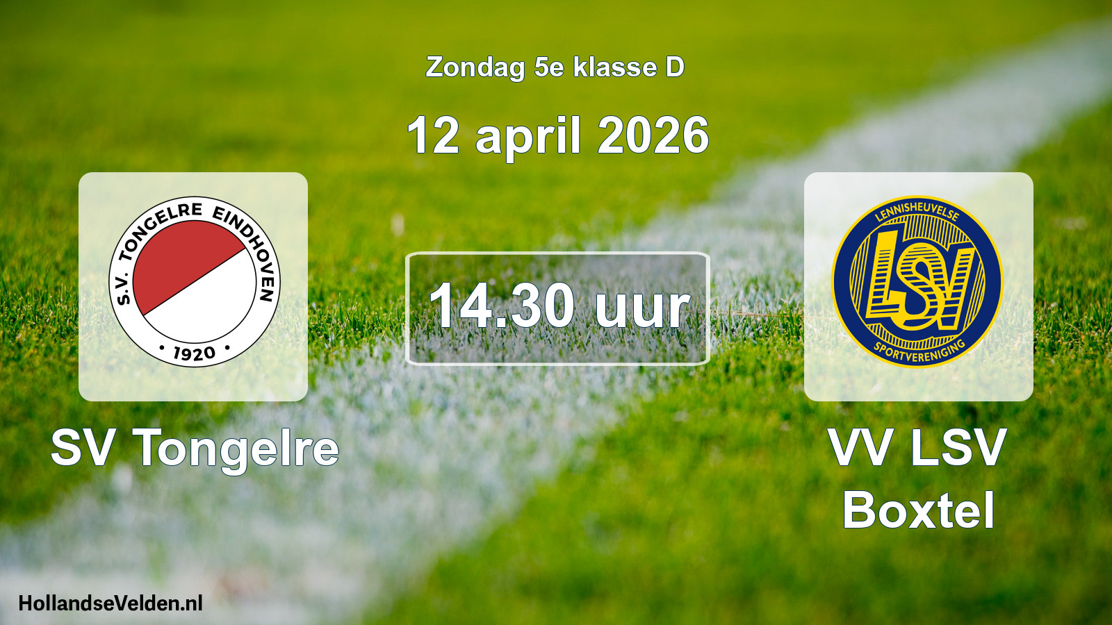 Geplande wedstrijd: SV Tongelre - VV LSV Boxtel (12 april 2026)