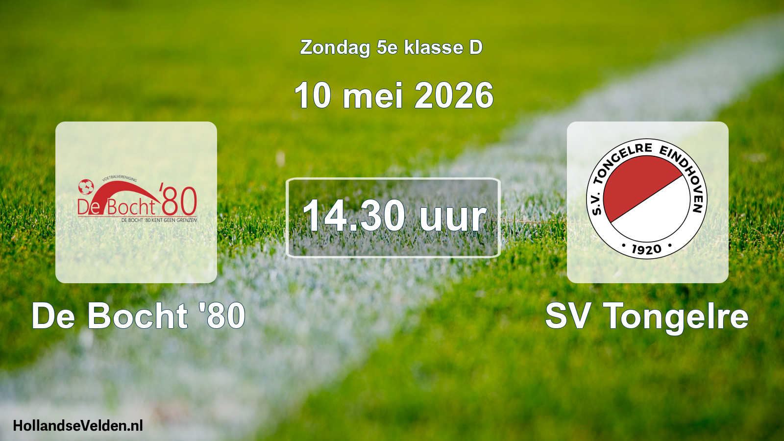 Geplande wedstrijd: De Bocht '80 - SV Tongelre (10 mei 2026)