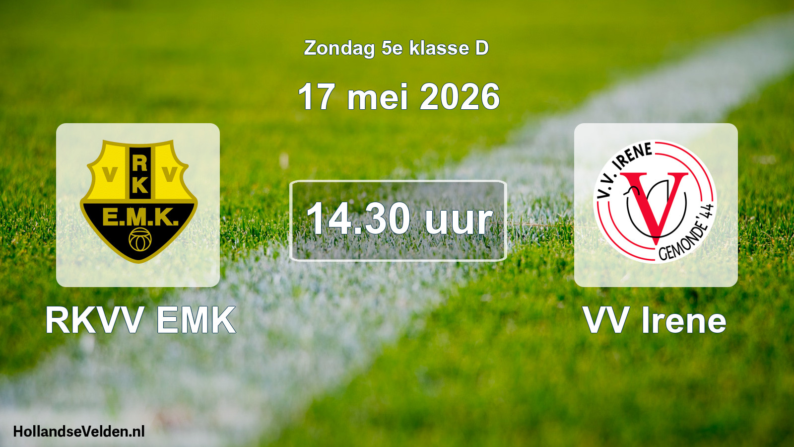 Geplande wedstrijd: RKVV EMK - VV Irene (17 mei 2026)
