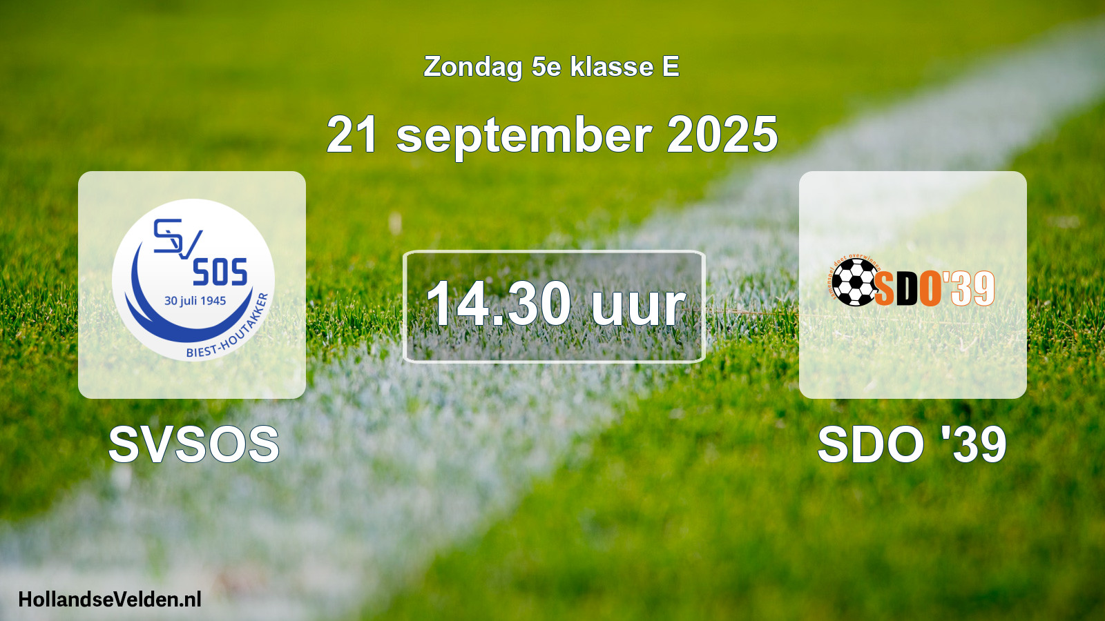 Geplande wedstrijd: SVSOS - SDO '39 (21 september 2025)