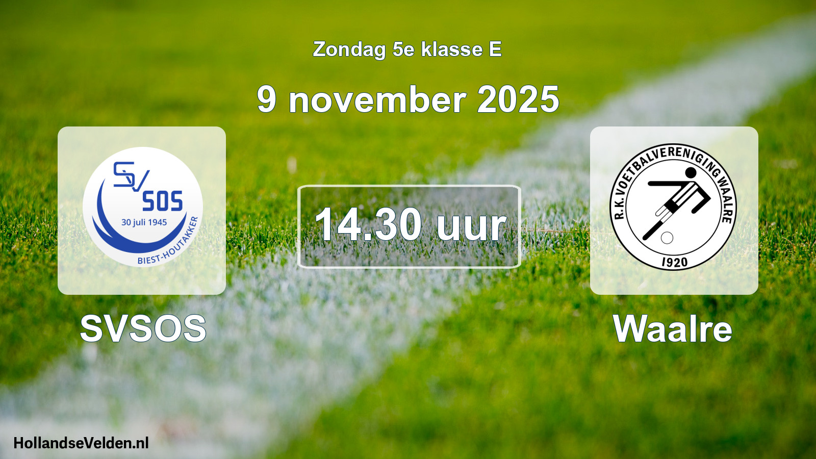 Geplande wedstrijd: SVSOS - Waalre (9 november 2025)