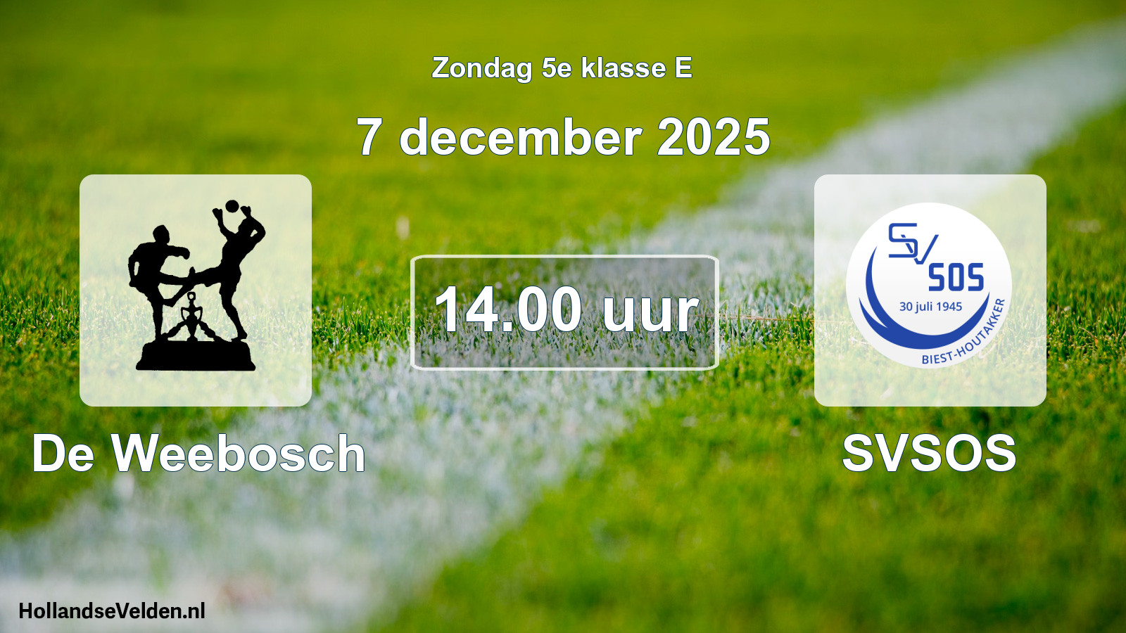 Geplande wedstrijd: De Weebosch - SVSOS (7 december 2025)