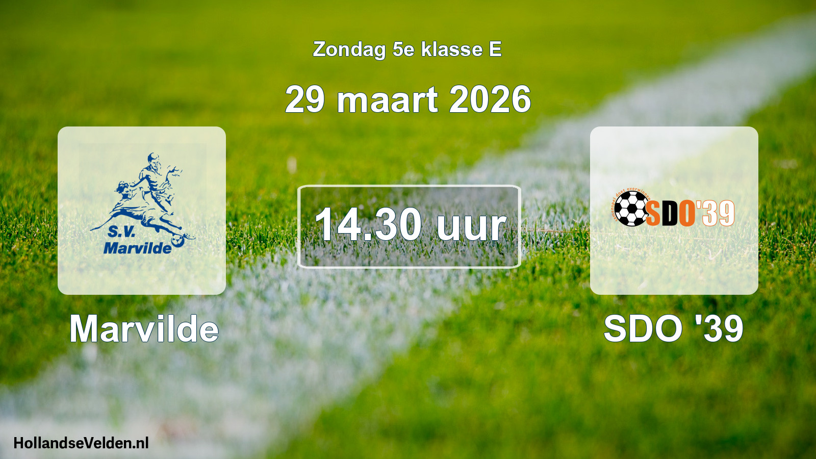 Geplande wedstrijd: Marvilde - SDO '39 (29 maart 2026)