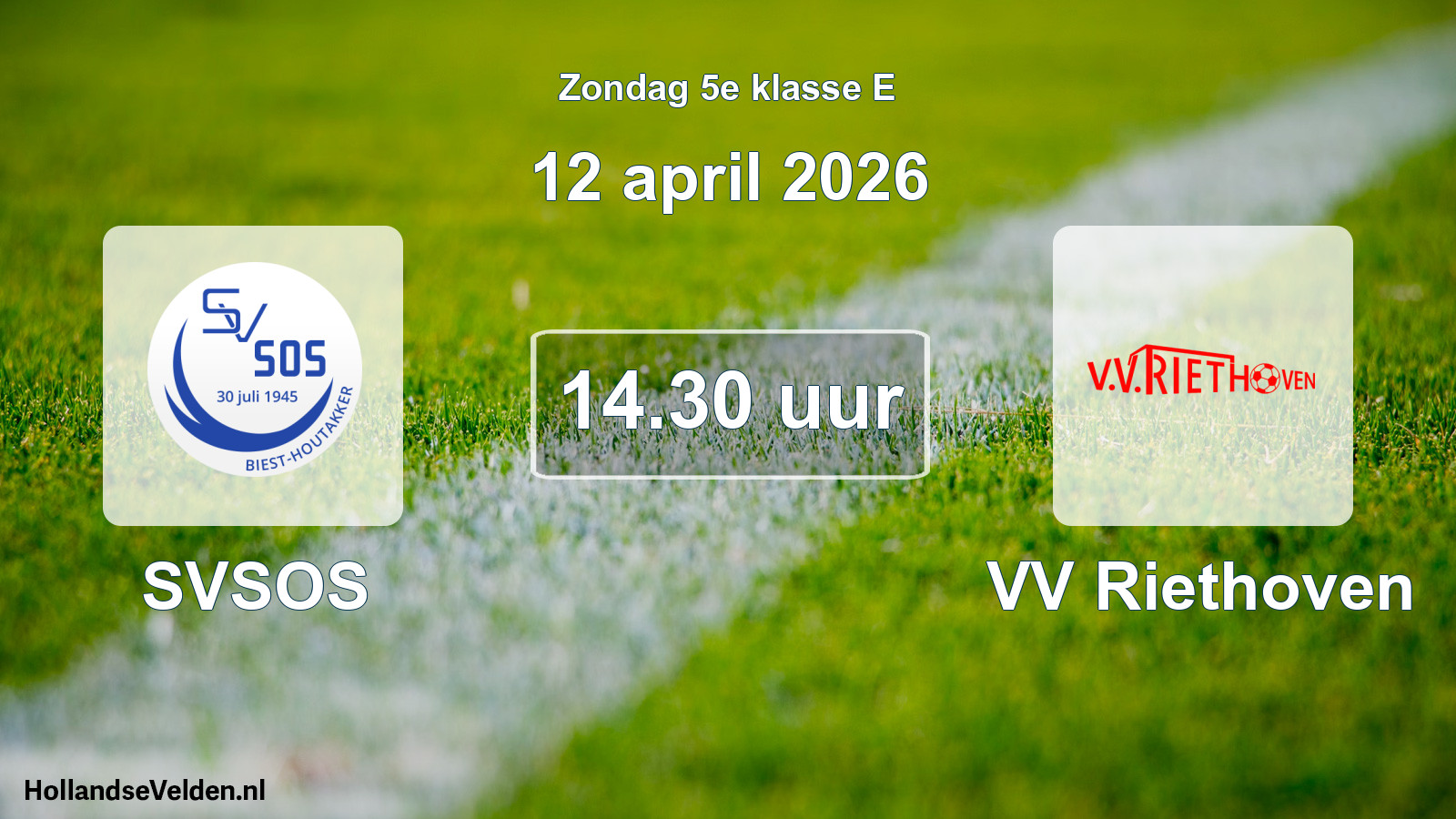 Geplande wedstrijd: SVSOS - VV Riethoven (12 april 2026)