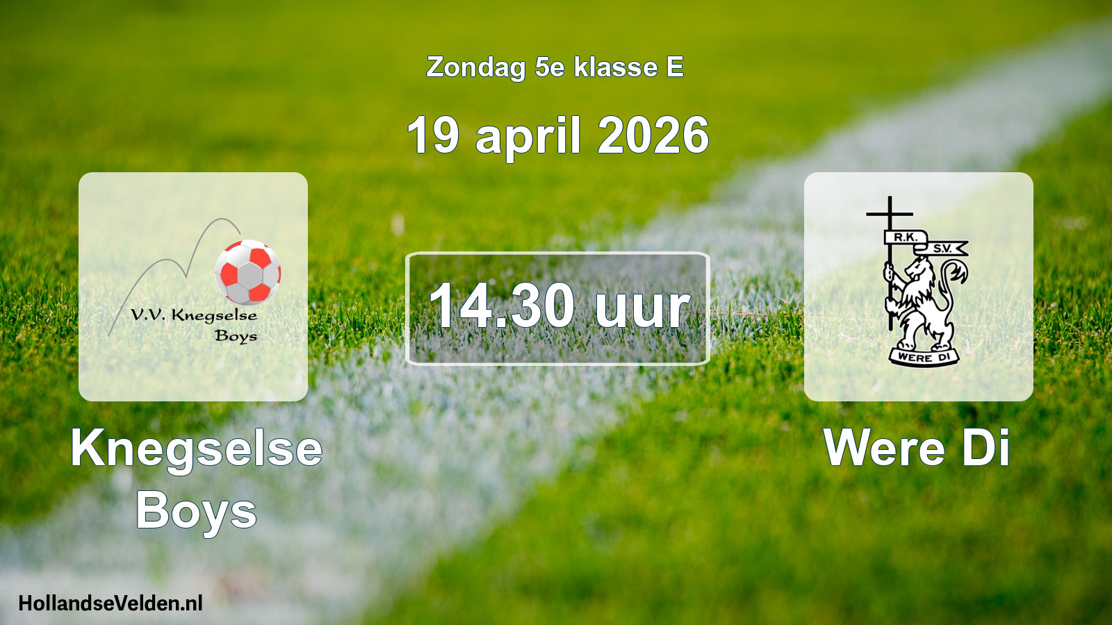 Geplande wedstrijd: Knegselse Boys - Were Di (19 april 2026)