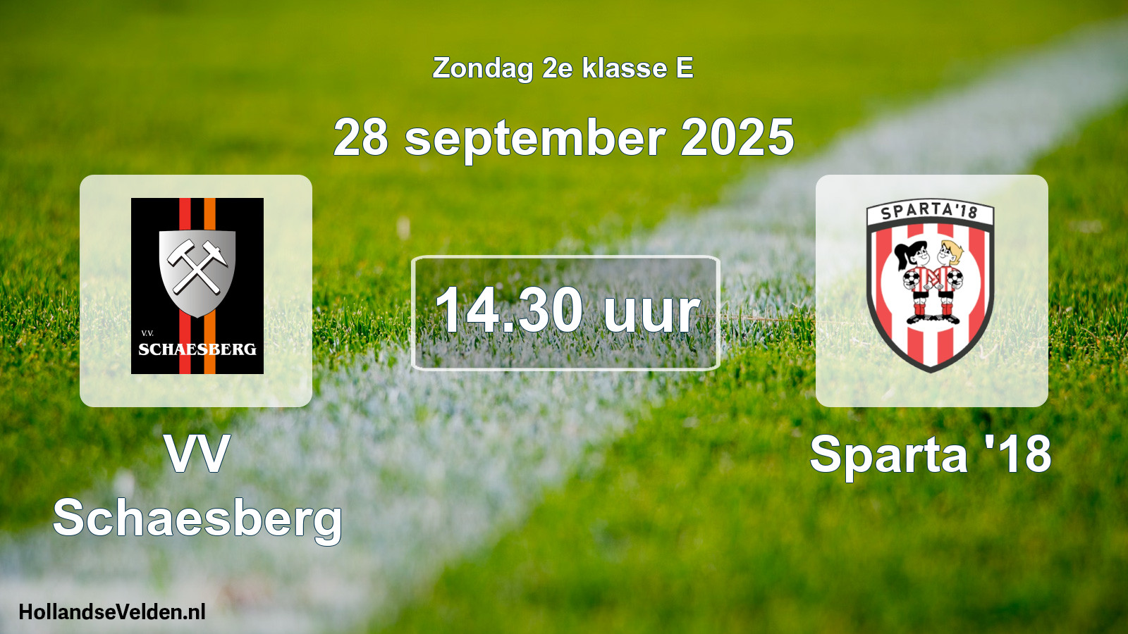 Geplande wedstrijd: VV Schaesberg - Sparta '18 (28 september 2025)