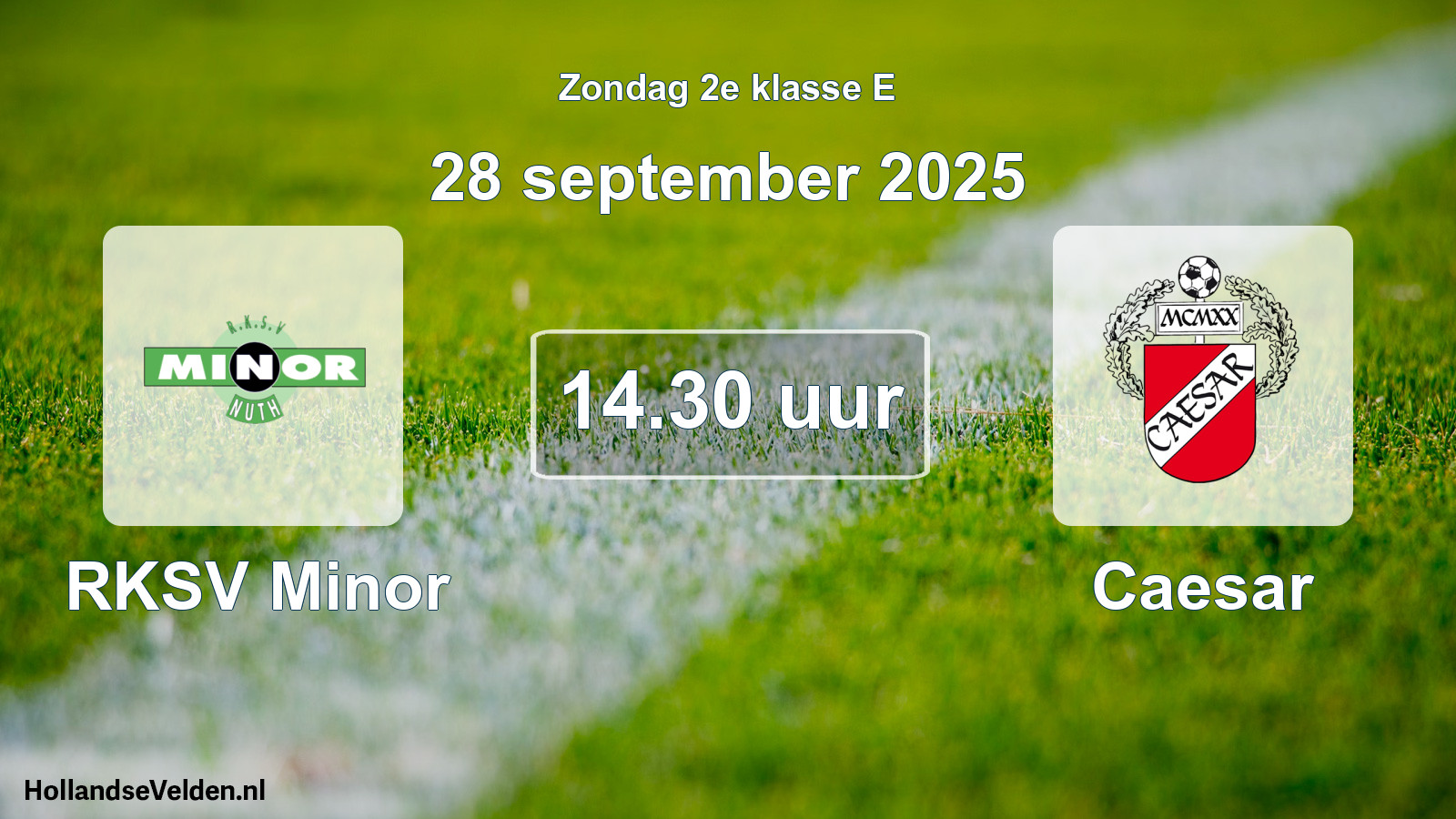 Geplande wedstrijd: RKSV Minor - Caesar (28 september 2025)