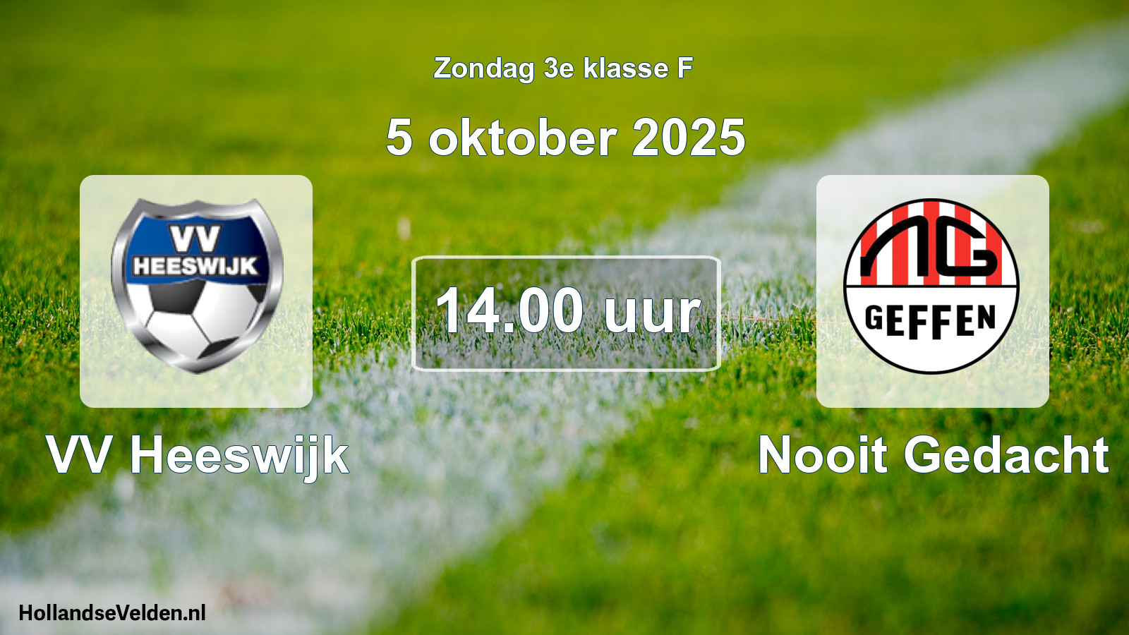 Geplande wedstrijd: VV Heeswijk - Nooit Gedacht (5 oktober 2025)