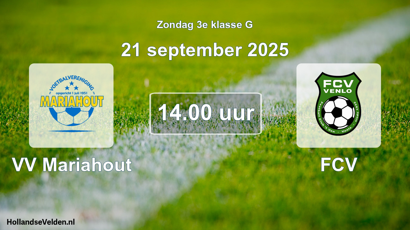 Geplande wedstrijd: VV Mariahout - FCV (21 september 2025)