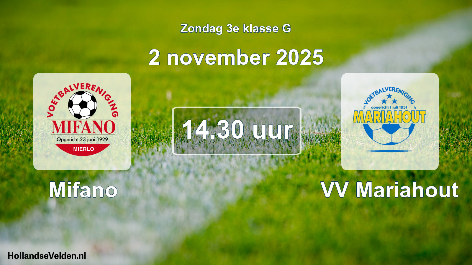 Scheduled Match: Mifano - VV Mariahout (2 November 2025)
