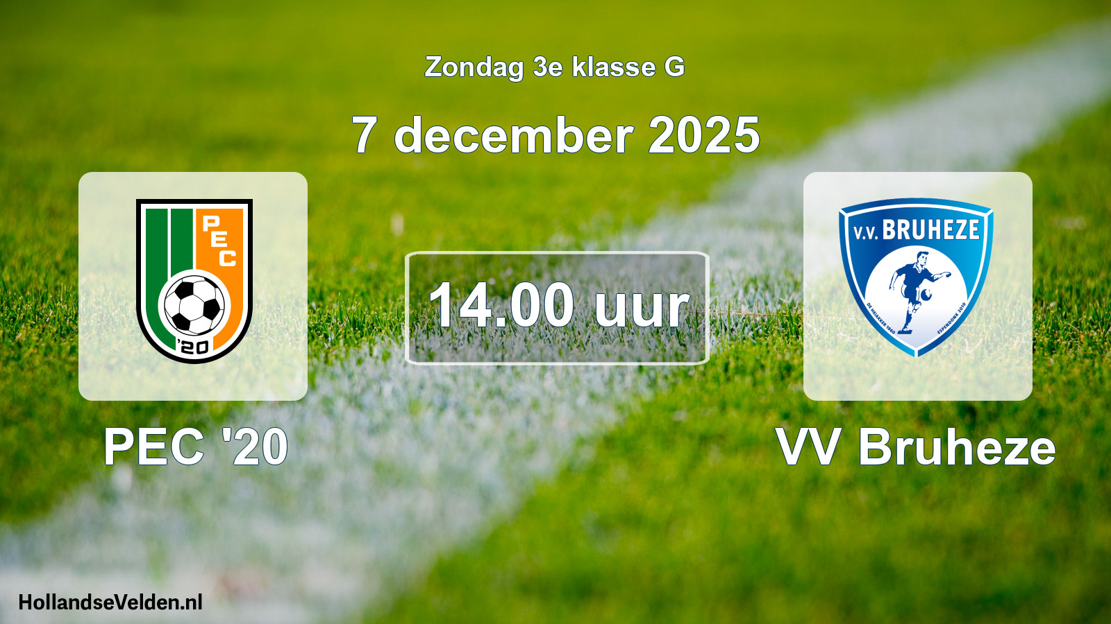 Geplande wedstrijd: PEC '20 - VV Bruheze (7 december 2025)