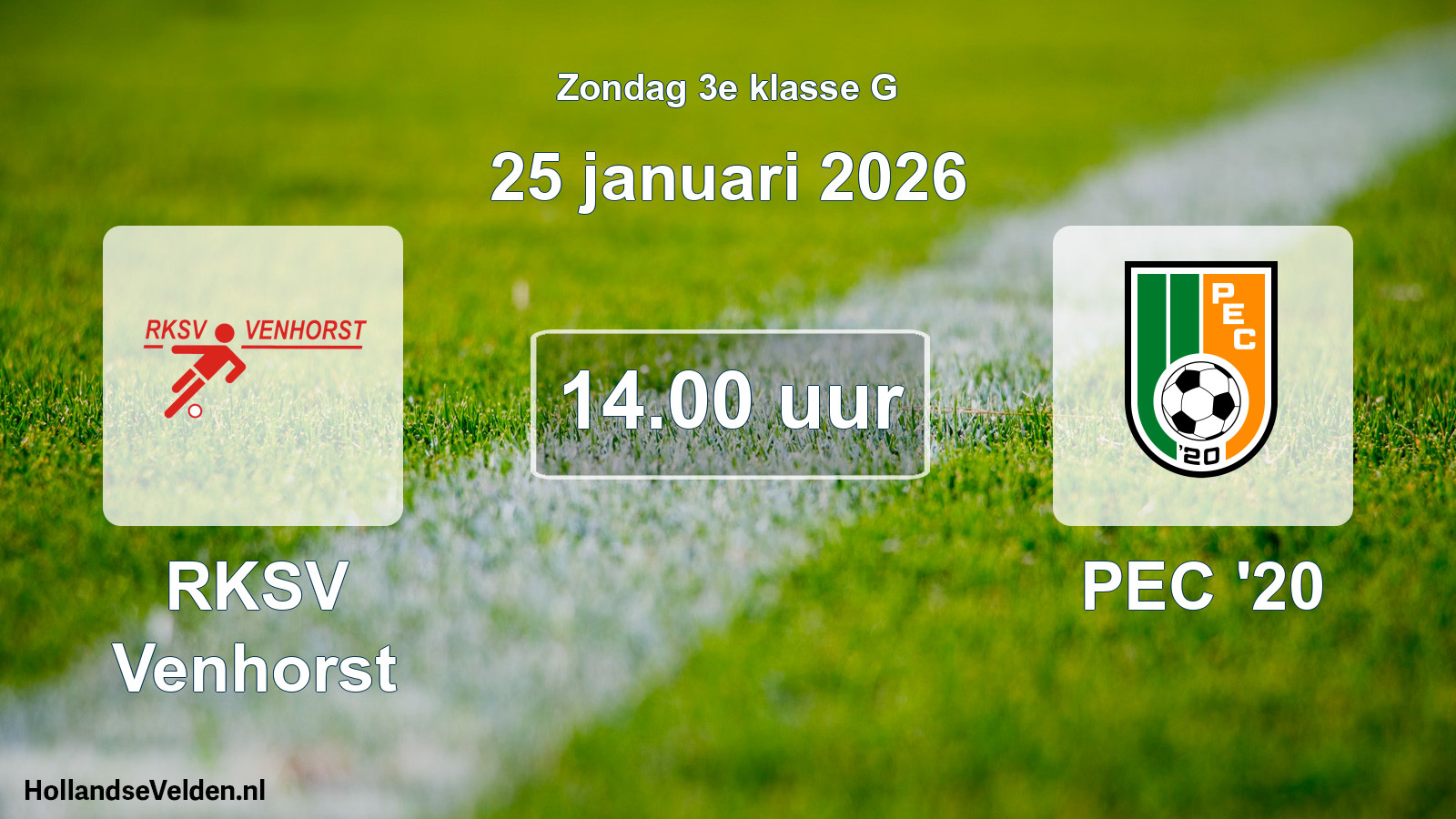 Geplande wedstrijd: RKSV Venhorst - PEC '20 (25 januari 2026)