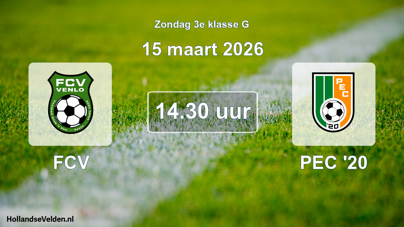 Geplande wedstrijd: FCV - PEC '20 (15 maart 2026)
