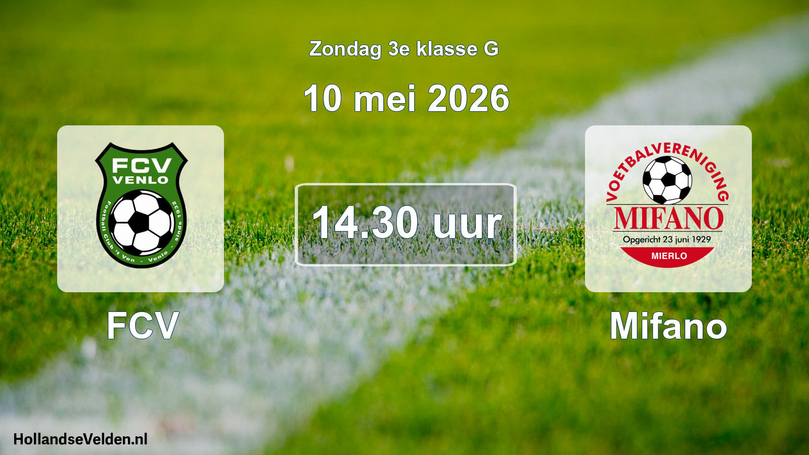Geplande wedstrijd: FCV - Mifano (10 mei 2026)