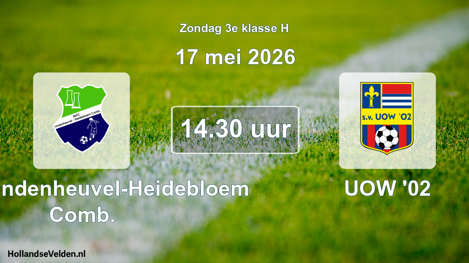 Geplande wedstrijd: RKFC Lindenheuvel-Heidebloem Comb. - UOW '02 (17 mei 2026)