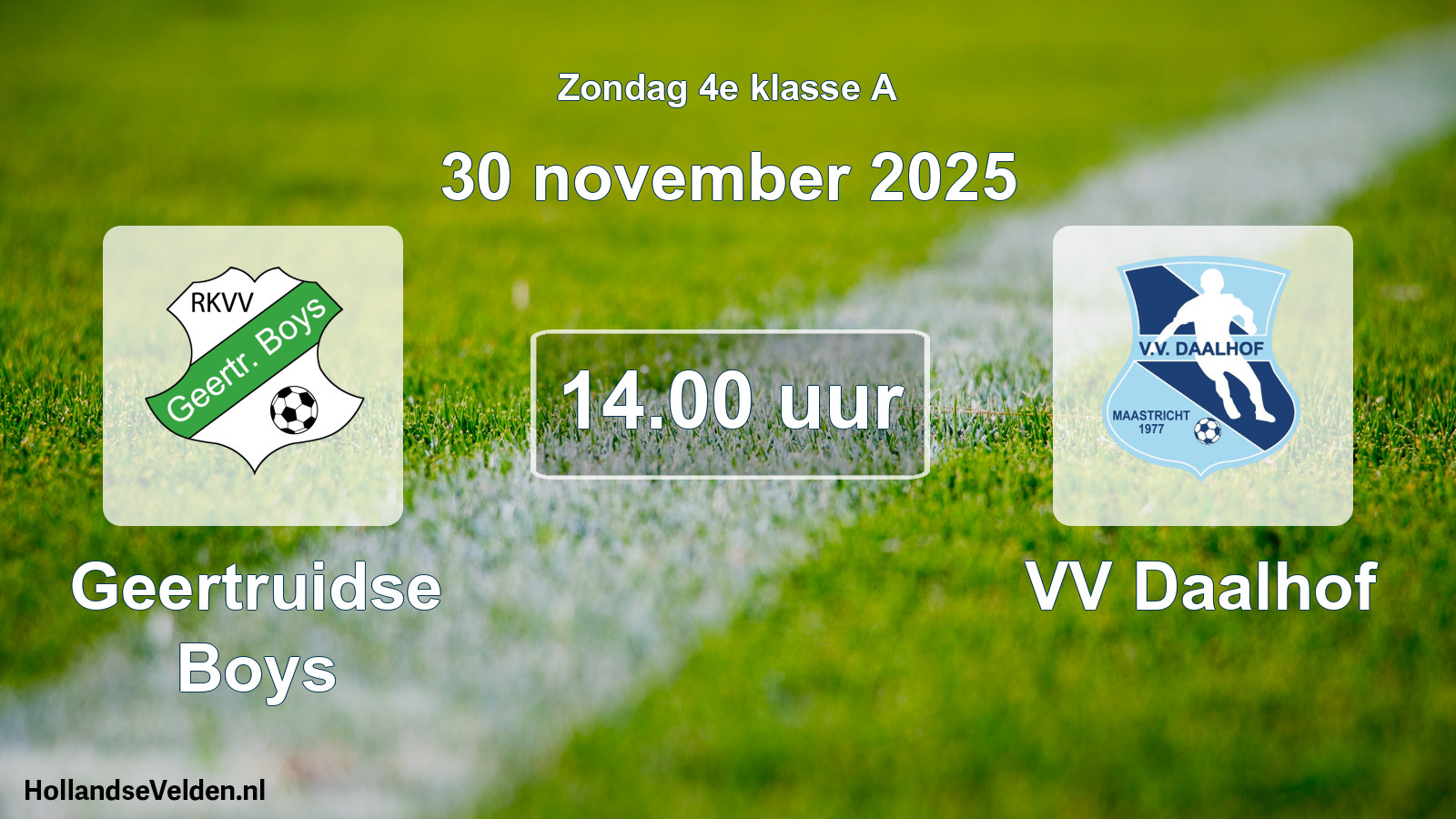 Geplande wedstrijd: Geertruidse Boys - VV Daalhof (30 november 2025)