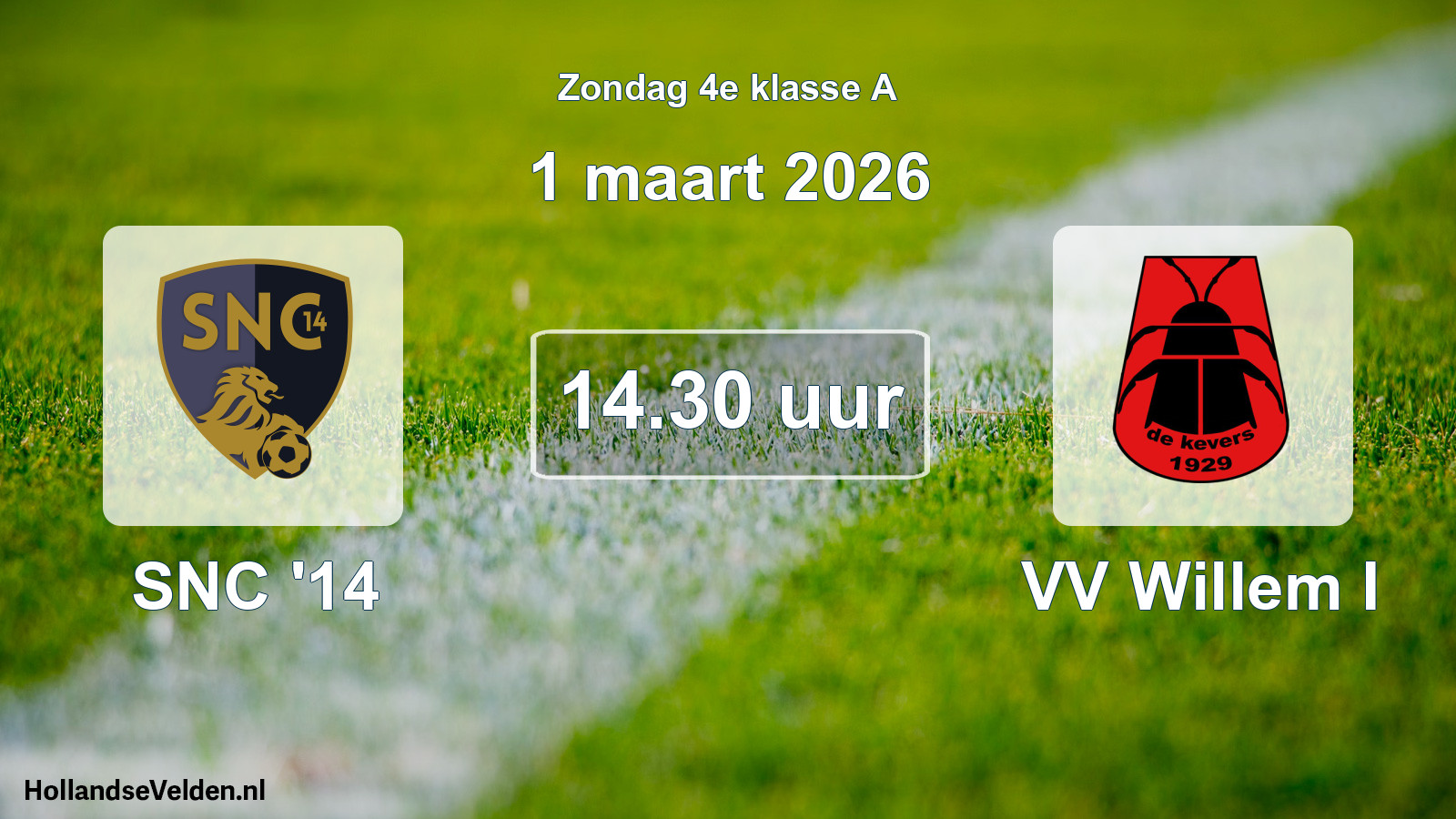 Geplande wedstrijd: SNC '14 - VV Willem I (1 maart 2026)