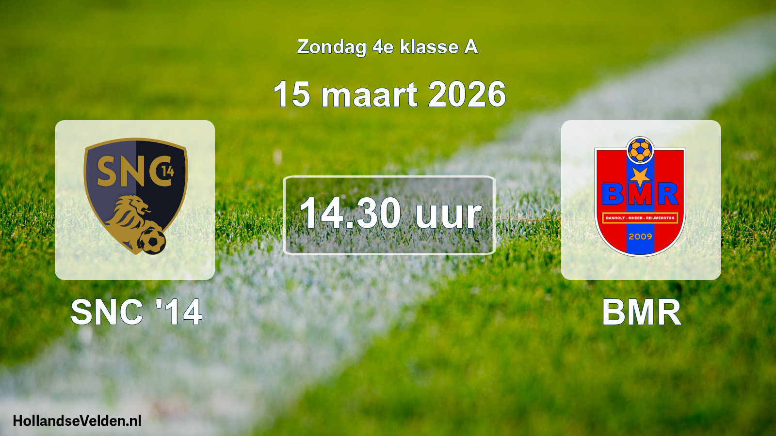 Geplande wedstrijd: SNC '14 - BMR (15 maart 2026)