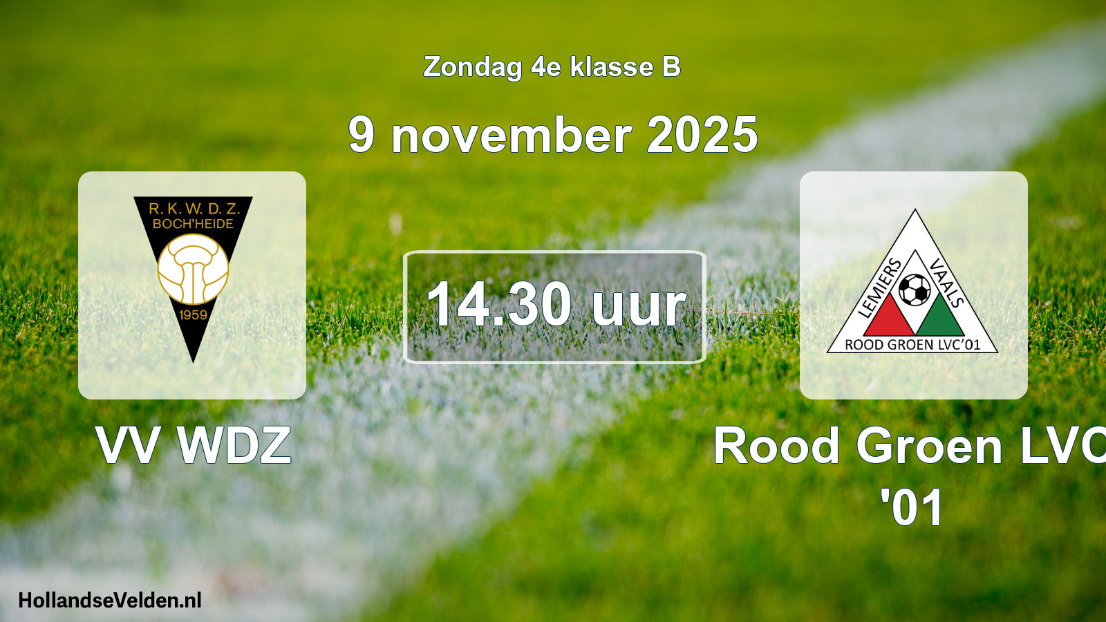 Scheduled Match: VV WDZ - Rood Groen LVC '01 (9 November 2025)