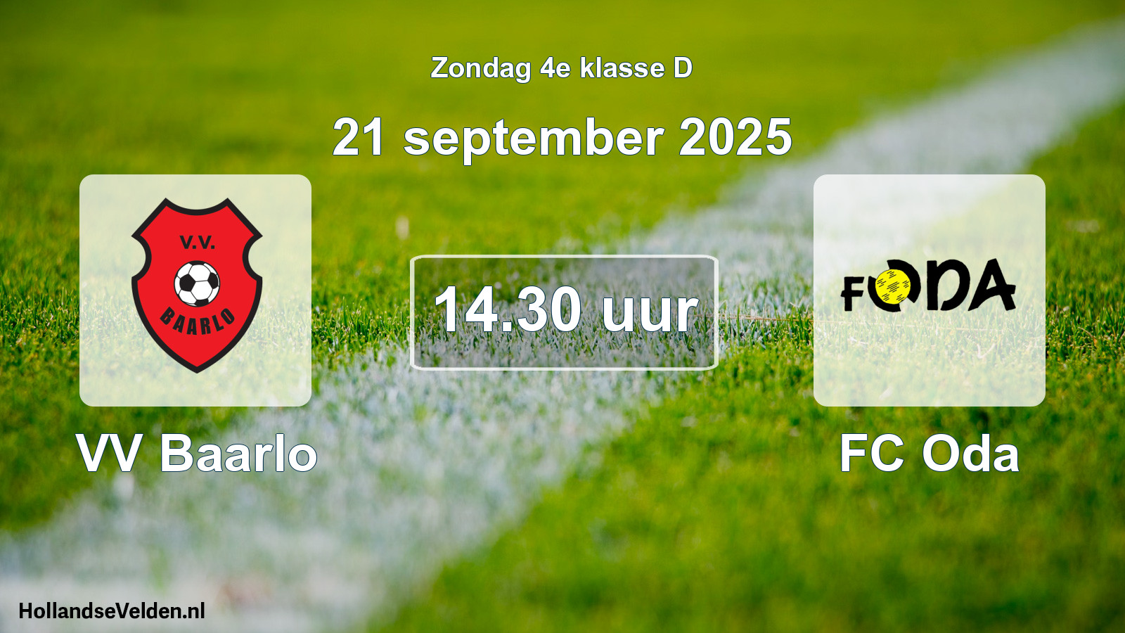 Geplande wedstrijd: VV Baarlo - FC Oda (21 september 2025)