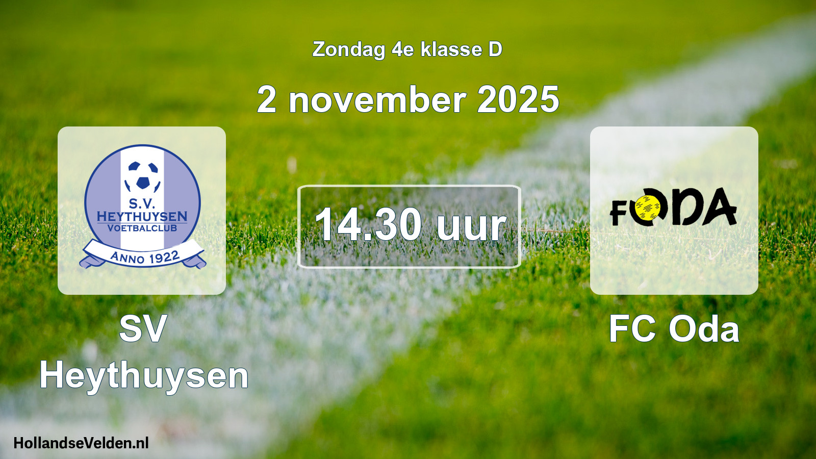 Geplande wedstrijd: SV Heythuysen - FC Oda (2 november 2025)