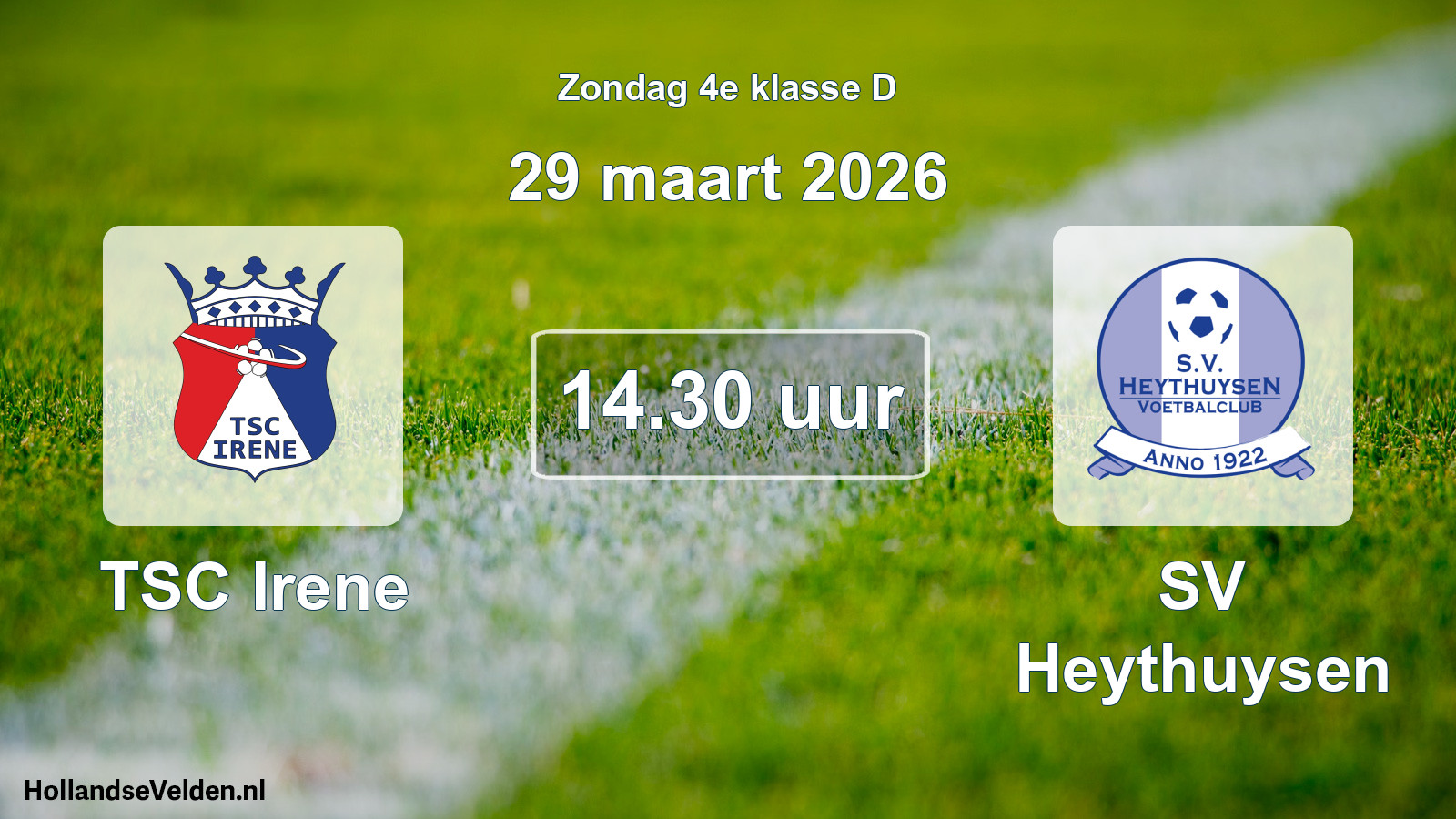 Geplande wedstrijd: TSC Irene - SV Heythuysen (29 maart 2026)