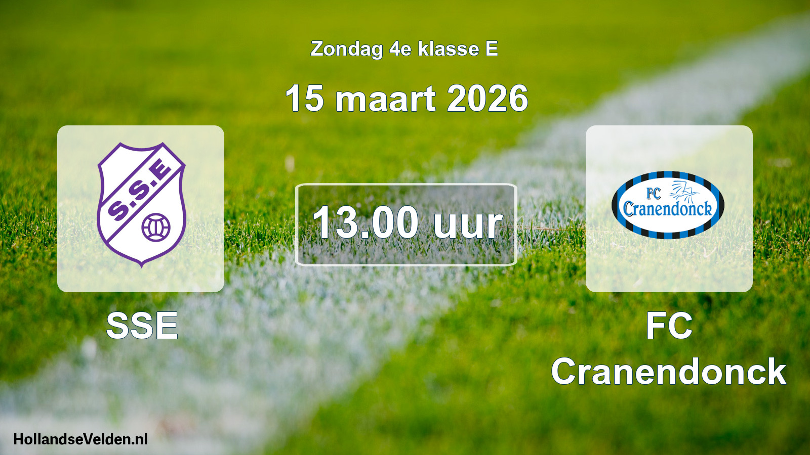 Geplande wedstrijd: SSE - FC Cranendonck (15 maart 2026)