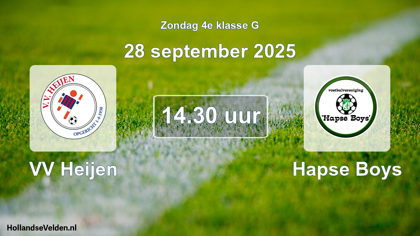 Geplande wedstrijd: VV Heijen - Hapse Boys (28 september 2025)