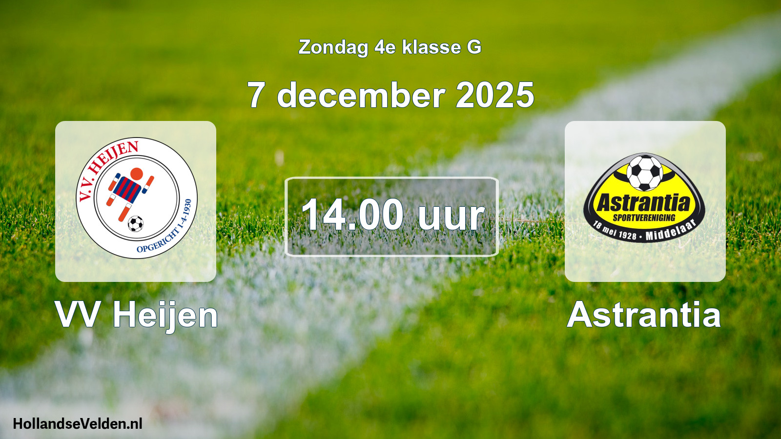 Geplande wedstrijd: VV Heijen - Astrantia (7 december 2025)