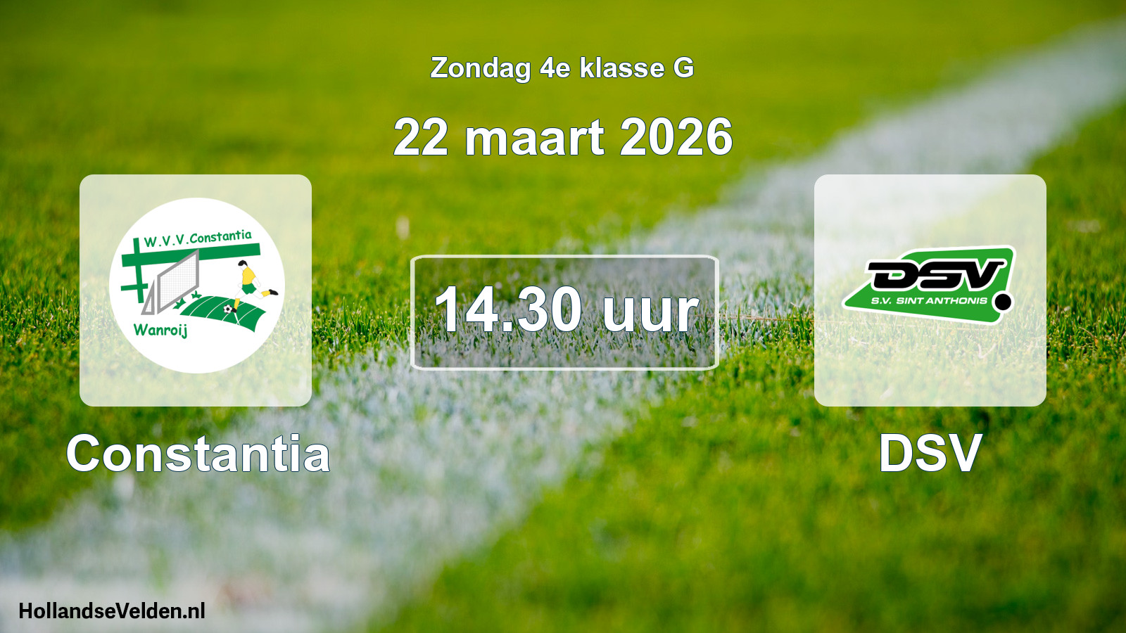 Geplande wedstrijd: Constantia - DSV (22 maart 2026)